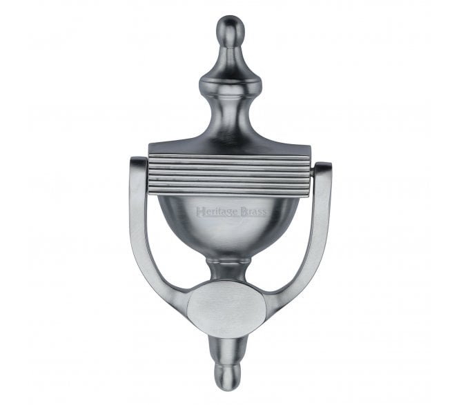 Heritage Brass RR912 Reeded Urn Door Knocker - 195mm - Satin Chrome