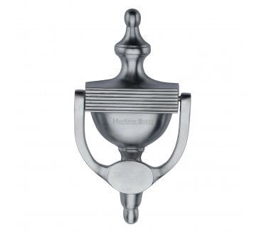 Heritage Brass RR912 Reeded Urn Door Knocker - 195mm - Satin Chrome