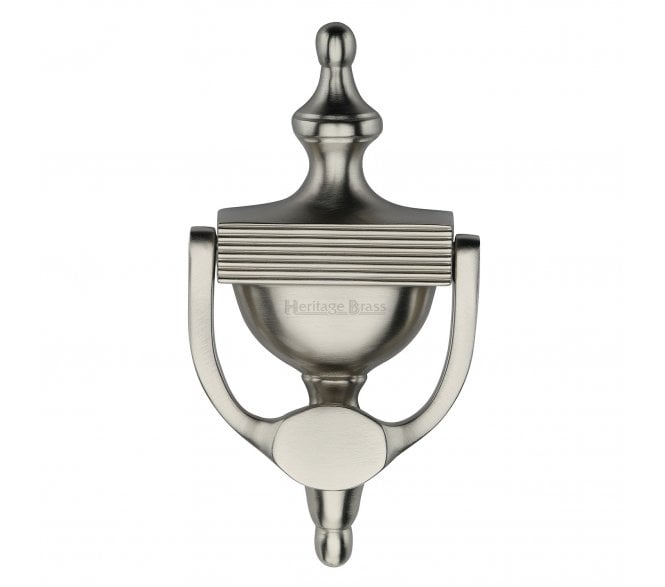 Heritage Brass RR912 Reeded Urn Door Knocker - 195mm - Satin Nickel