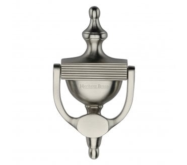 Heritage Brass RR912 Reeded Urn Door Knocker - 195mm - Satin Nickel