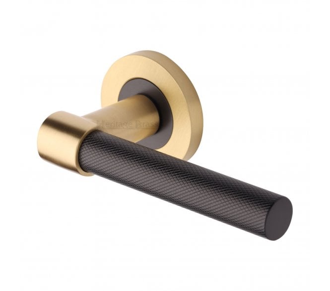 Heritage Brass RS2018 Phoenix Knurled Lever On Rose - Matt Bronze/Satin Brass