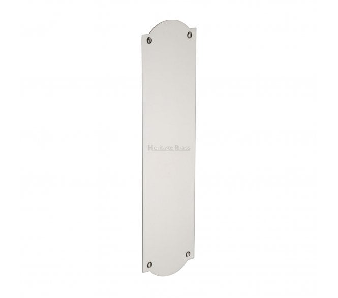 Heritage Brass S640 Savoy Shaped Finger Plate 305x76mm - Polished Nickel