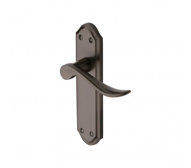 Heritage Brass Sandown Door Handles On Backplate - Matt Bronze