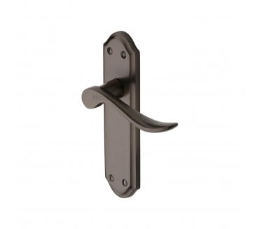 Heritage Brass Sandown Door Handles On Backplate - Matt Bronze
