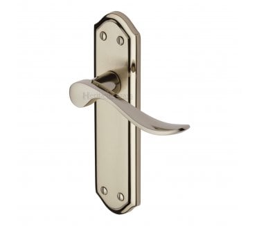 Heritage Brass Sandown Door Handles On Backplate - Polished Nickel/Satin Nickel