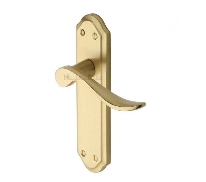 Heritage Brass Sandown Door Handles On Backplate - Satin Brass