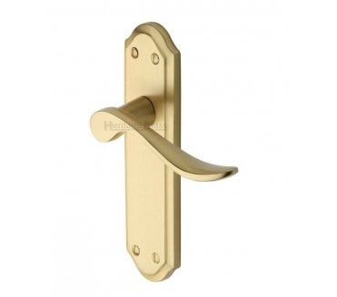 Heritage Brass Sandown Door Handles On Backplate - Satin Brass