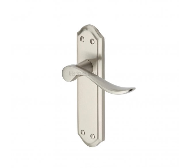 Heritage Brass Sandown Door Handles On Backplate - Satin Nickel