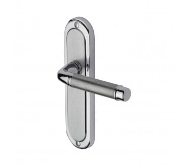 Heritage Brass Saturn Door Handles On Backplate - Satin Chrome/Polished Chrome