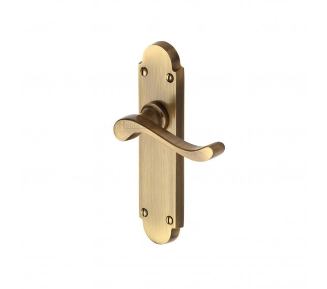 Heritage Brass Savoy Door Handles On Backplate - Antique Brass