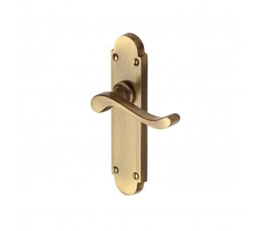 Heritage Brass Savoy Door Handles On Backplate - Antique Brass