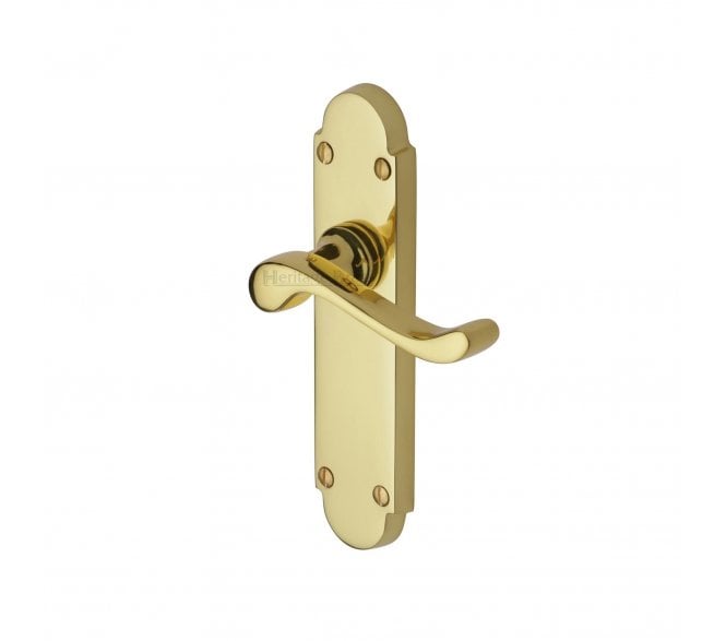 Heritage Brass Savoy Door Handles On Backplate - Polished Brass