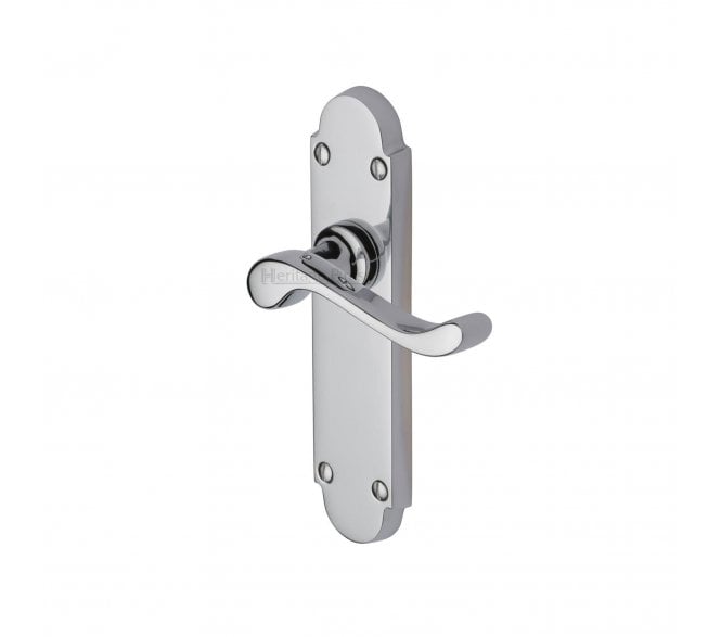 Heritage Brass Savoy Door Handles On Backplate - Polished Chrome