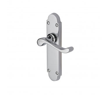 Heritage Brass Savoy Door Handles On Backplate - Polished Chrome