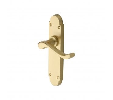 Heritage Brass Savoy Door Handles On Backplate - Satin Brass