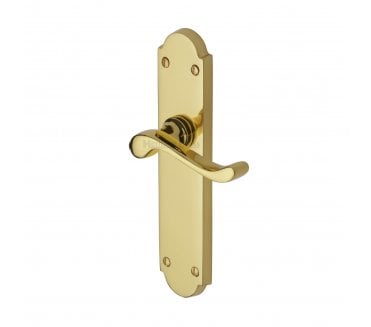 Heritage Brass Savoy Door Handles On Long Backplate - Polished Brass