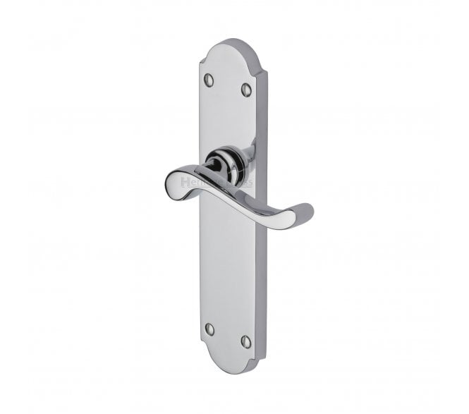 Heritage Brass Savoy Door Handles On Long Backplate - Polished Chrome