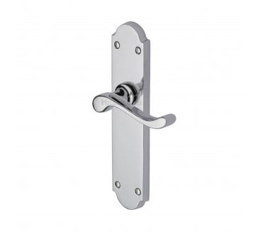 Heritage Brass Savoy Door Handles On Long Backplate - Polished Chrome