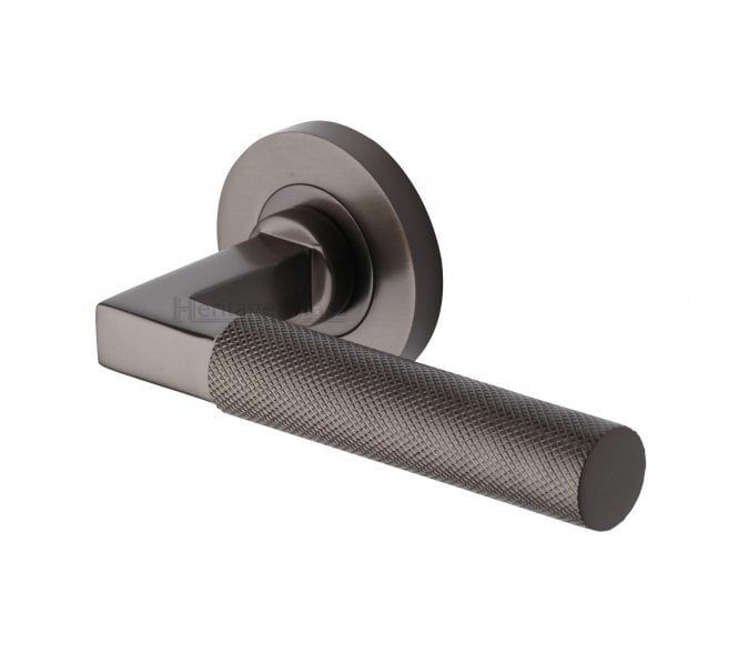 Heritage Brass Signac Knurled Lever Handle On Rose - Matt Bronze