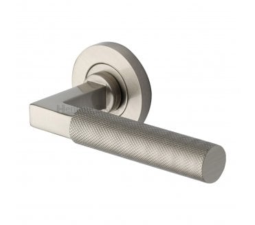 Heritage Brass Signac Knurled Lever Handle On Rose - Satin Nickel