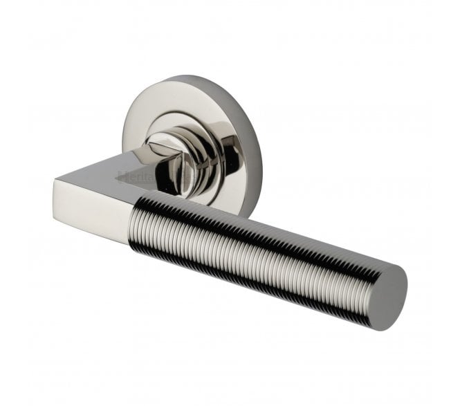 Heritage Brass Signac Spectral Lever Handle On Rose - Polished Nickel