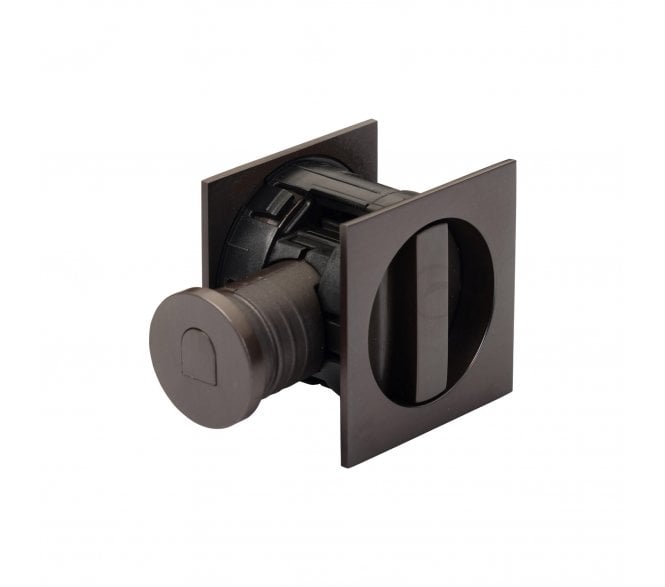 Heritage Brass SQ2801 Tubular Sliding Pocket Door Bathroom Lock Set (Square) - Matt Bronze