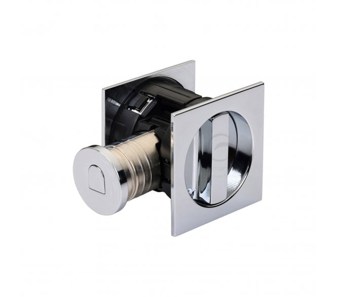Heritage Brass SQ2801 Tubular Sliding Pocket Door Bathroom Lock Set (Square) - Polished Chrome