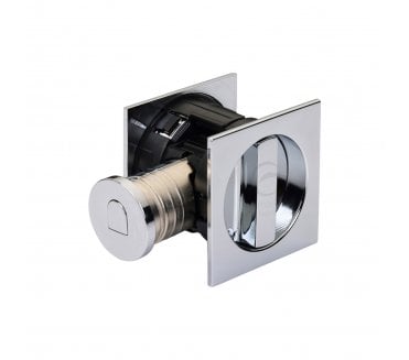 Heritage Brass SQ2801 Tubular Sliding Pocket Door Bathroom Lock Set (Square) - Polished Chrome