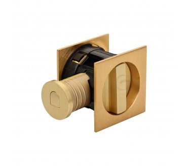 Heritage Brass SQ2801 Tubular Sliding Pocket Door Bathroom Lock Set (Square) - Satin Brass