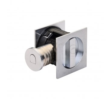 Heritage Brass SQ2801 Tubular Sliding Pocket Door Bathroom Lock Set (Square) - Satin Chrome