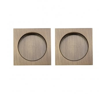 Heritage Brass Square Sliding Door Flush Pulls - Antique Brass (Pair)