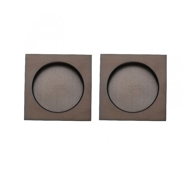 Heritage Brass Square Sliding Door Flush Pulls - Matt Bronze (Pair)