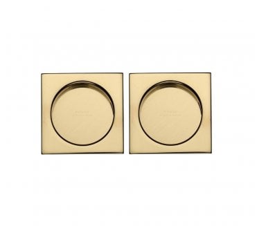Heritage Brass Square Sliding Door Flush Pulls - Polished Brass (Pair)