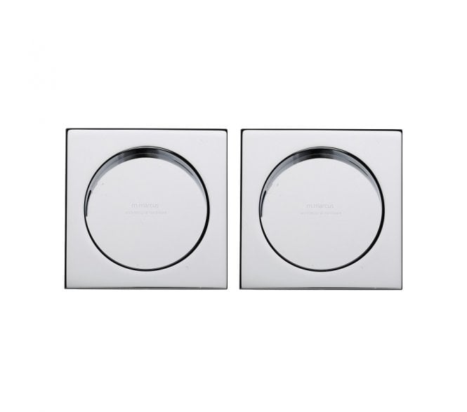 Heritage Brass Square Sliding Door Flush Pulls - Polished Chrome (Pair)