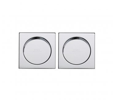 Heritage Brass Square Sliding Door Flush Pulls - Polished Chrome (Pair)