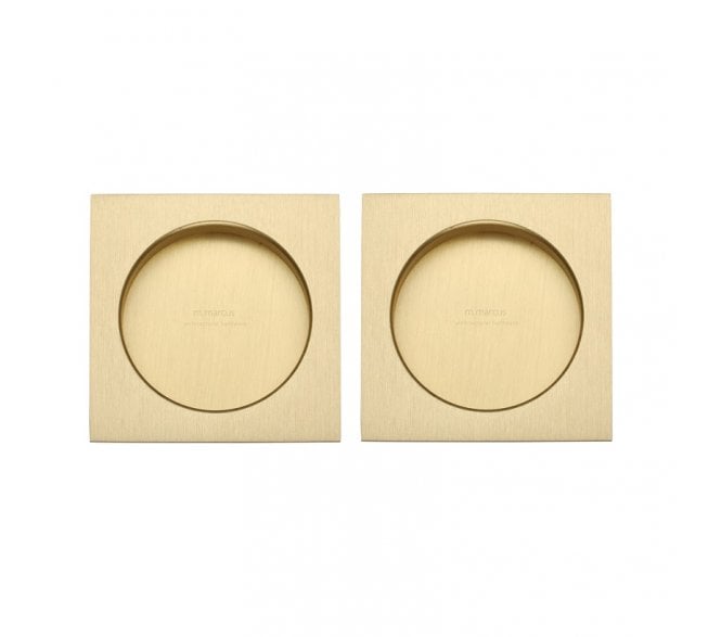 Heritage Brass Square Sliding Door Flush Pulls - Satin Brass (Pair)