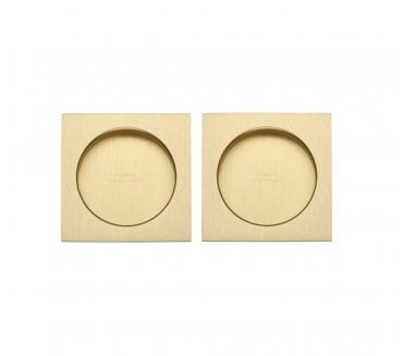 Heritage Brass Square Sliding Door Flush Pulls - Satin Brass (Pair)