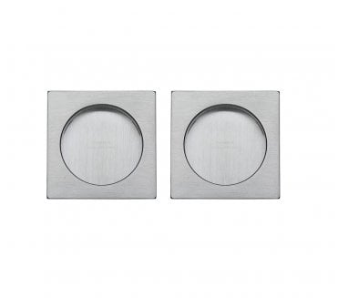 Heritage Brass Square Sliding Door Flush Pulls - Satin Chrome (Pair)