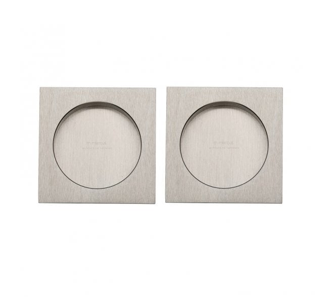 Heritage Brass Square Sliding Door Flush Pulls - Satin Nickel (Pair)