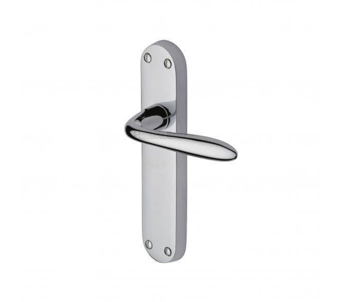 Heritage Brass Sutton Door Handles On Backplate - Polished Chrome