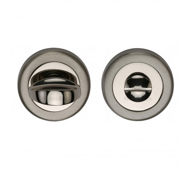 Heritage Brass V0678 Bathroom Turn & Release Set  - Satin Nickel/Polished Nickel