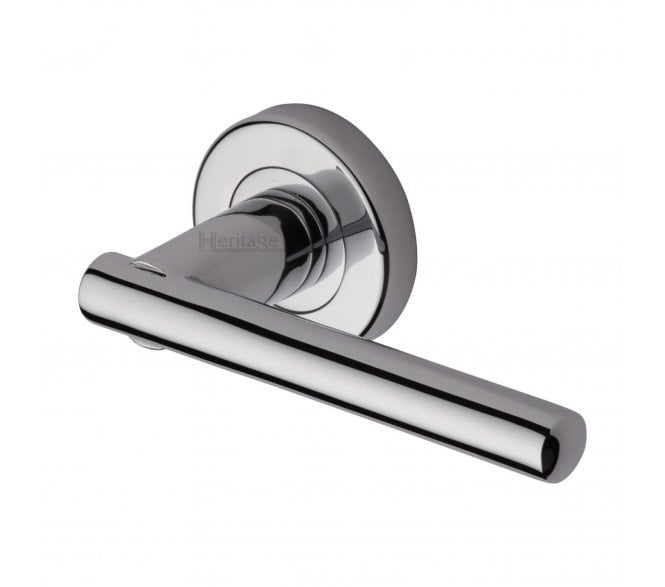 Heritage Brass V1001 Challenger Door Handles On Round Rose - Polished Chrome