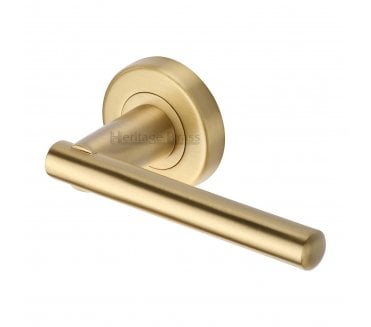 Heritage Brass V1001 Challenger Door Handles On Round Rose - Satin Brass