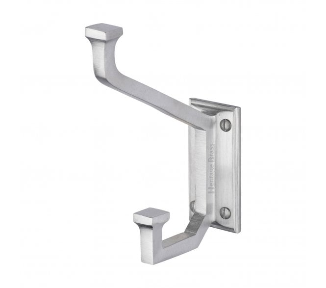 Heritage Brass V1053 Art Deco Hat and Coat Hook - Satin Chrome