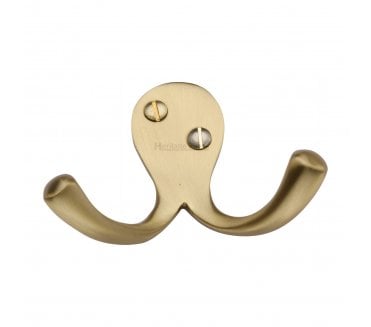Heritage Brass V1060 Twin Robe Hook - Satin Brass