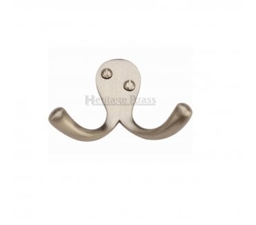 Heritage Brass V1060 Twin Robe Hook - Satin Nickel