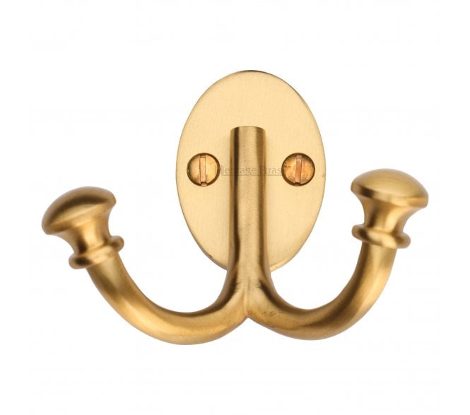 Heritage Brass V1063 Ball Double Robe Hook - Satin Brass
