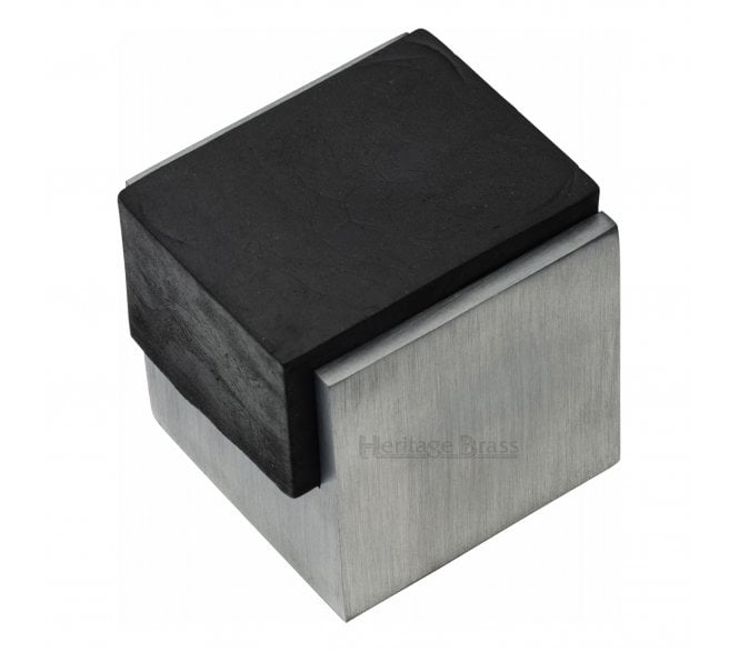Heritage Brass V1082 Square Mounted Floor Doorstop - Satin Chrome