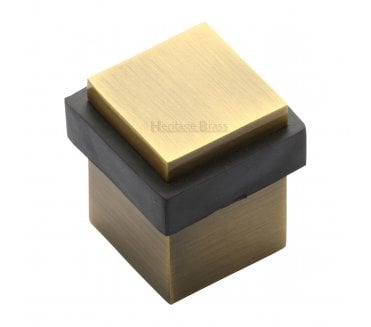 Heritage Brass V1089 Square Mounted Floor Doorstop - Antique Brass