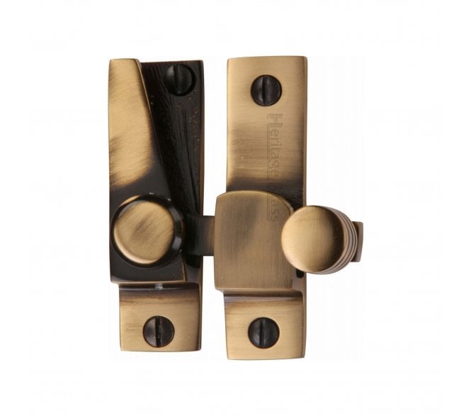 Heritage Brass V1105 Grooved Hook Sash Fastener - Antique Brass